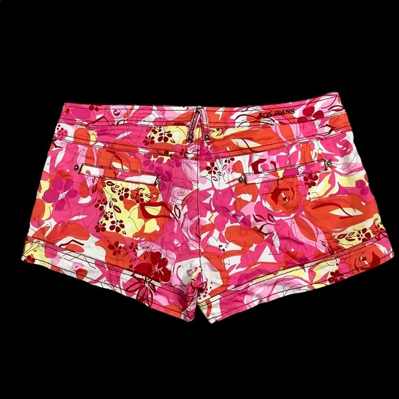 Junior's ZCO Jeans 7 Medium Shorts Shortie Chino Khakis Red Pink Floral Stretch - Picture 4 of 7